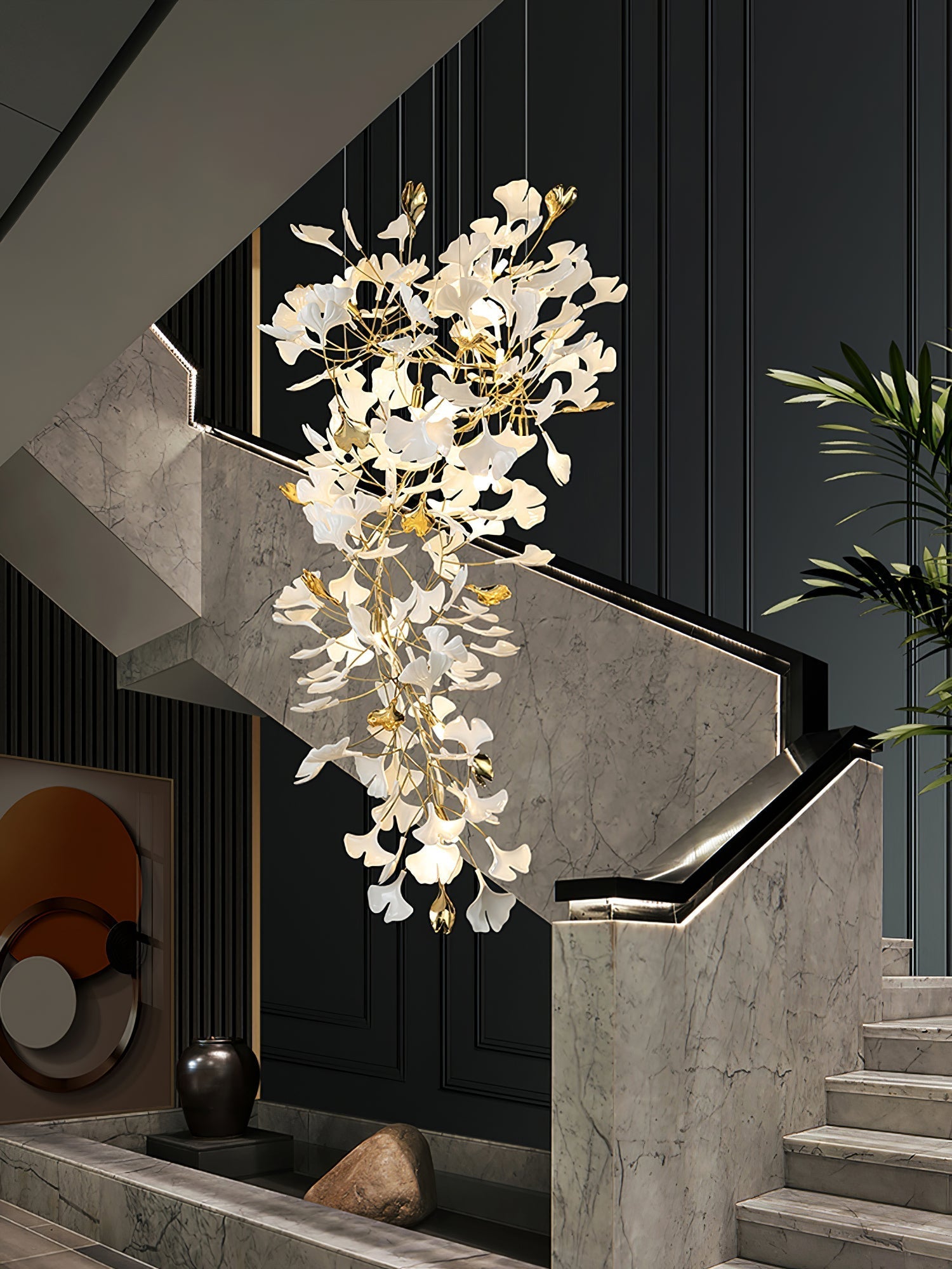 Gingko Ceramic Branch Chandelier Z