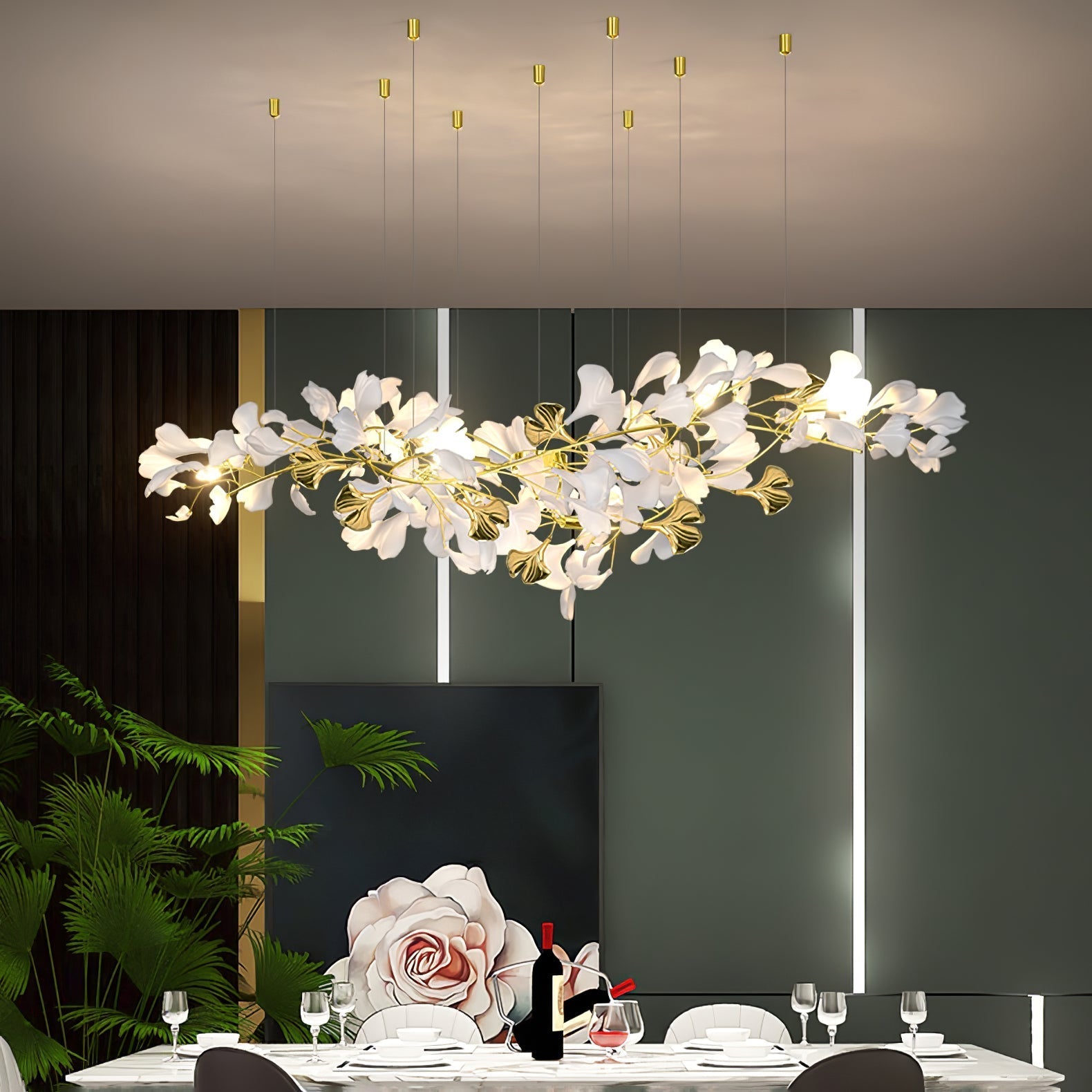 Gingko Ceramic Branch Chandelier Z
