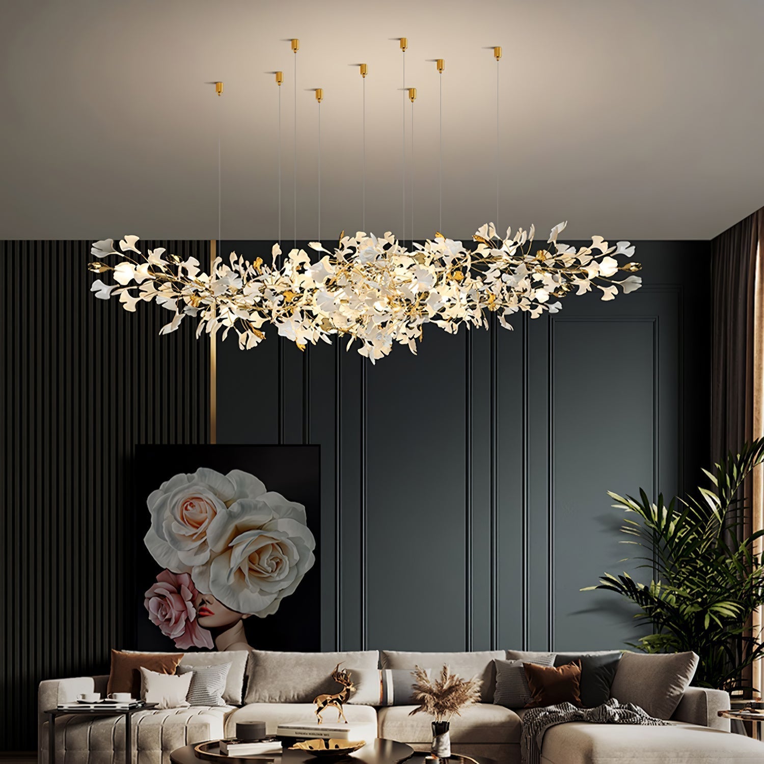Gingko Ceramic Branch Chandelier Z