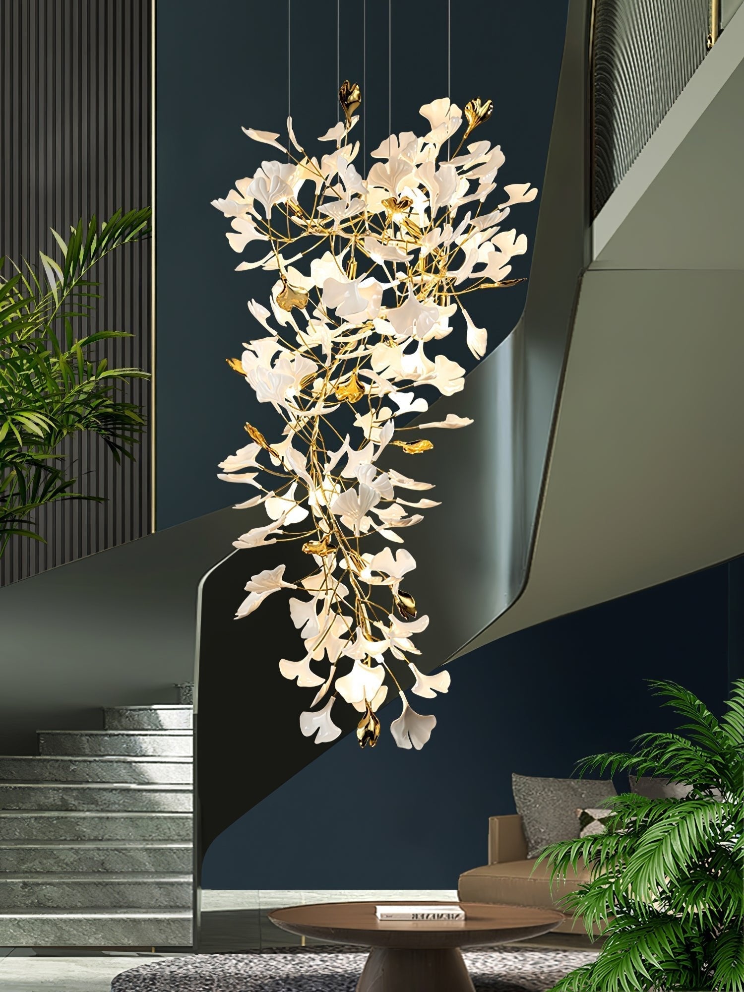 Gingko Ceramic Branch Chandelier Z