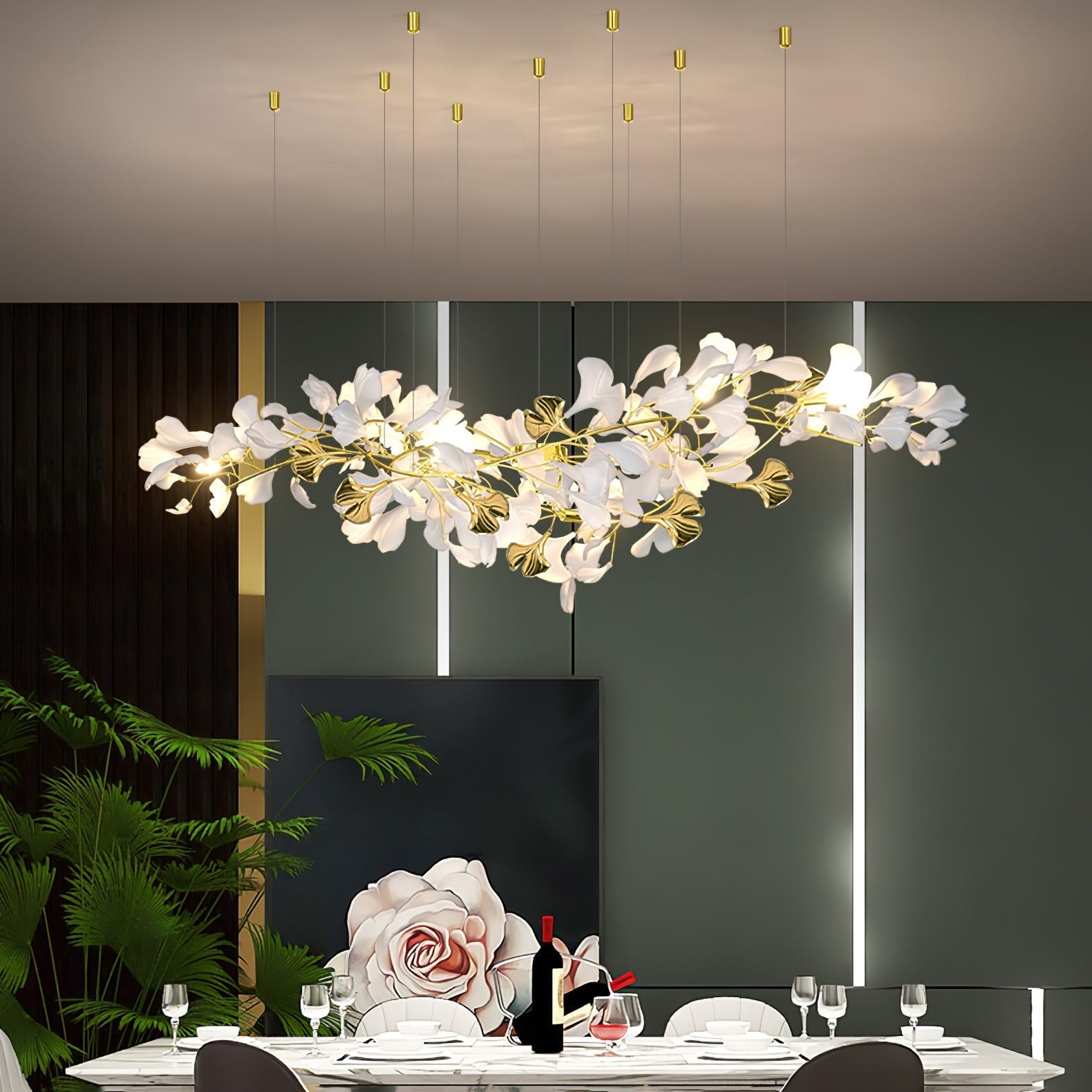 Gingko Ceramic Branch Chandelier Z