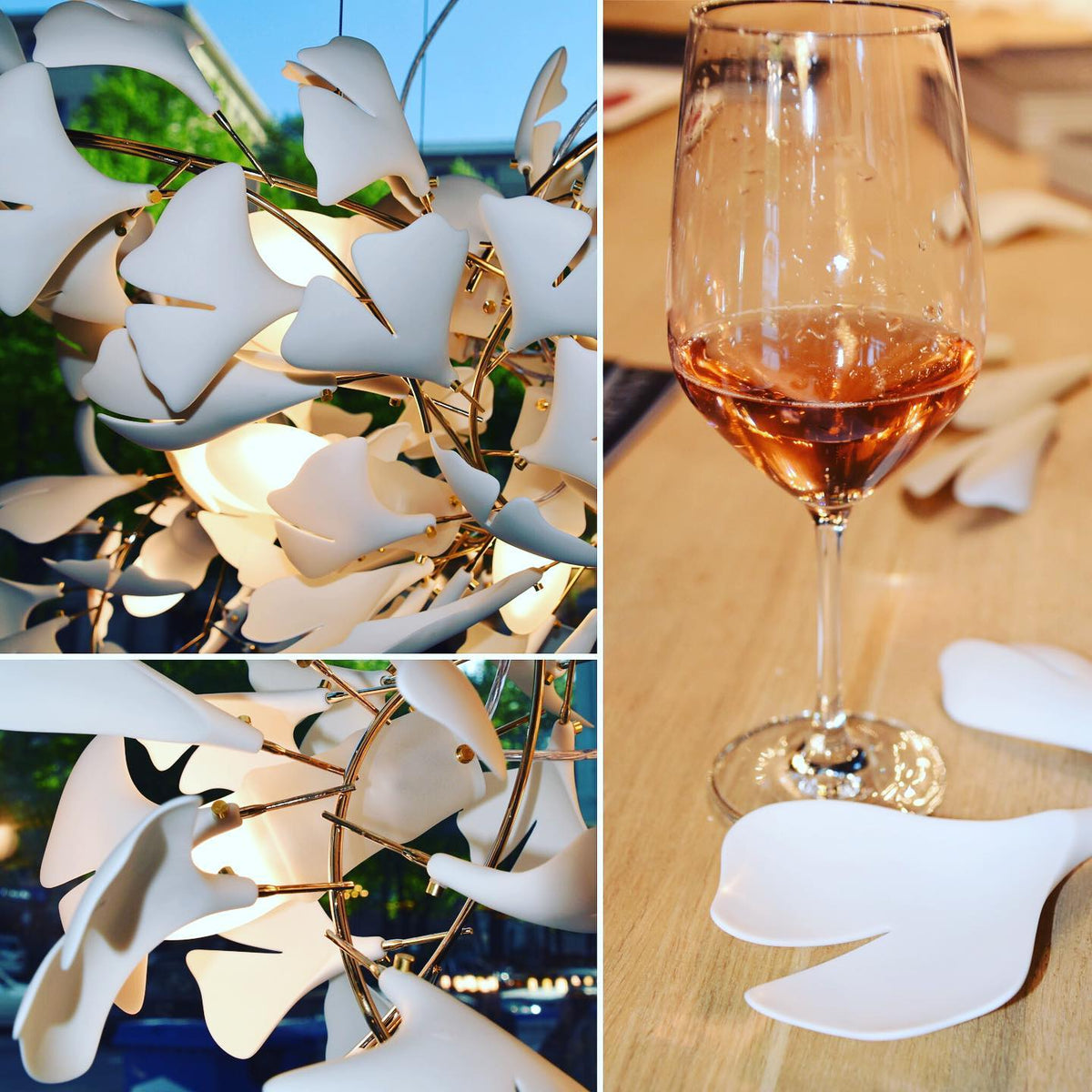 Gingko Leaves Ceramics Spiral Branch Chandelier