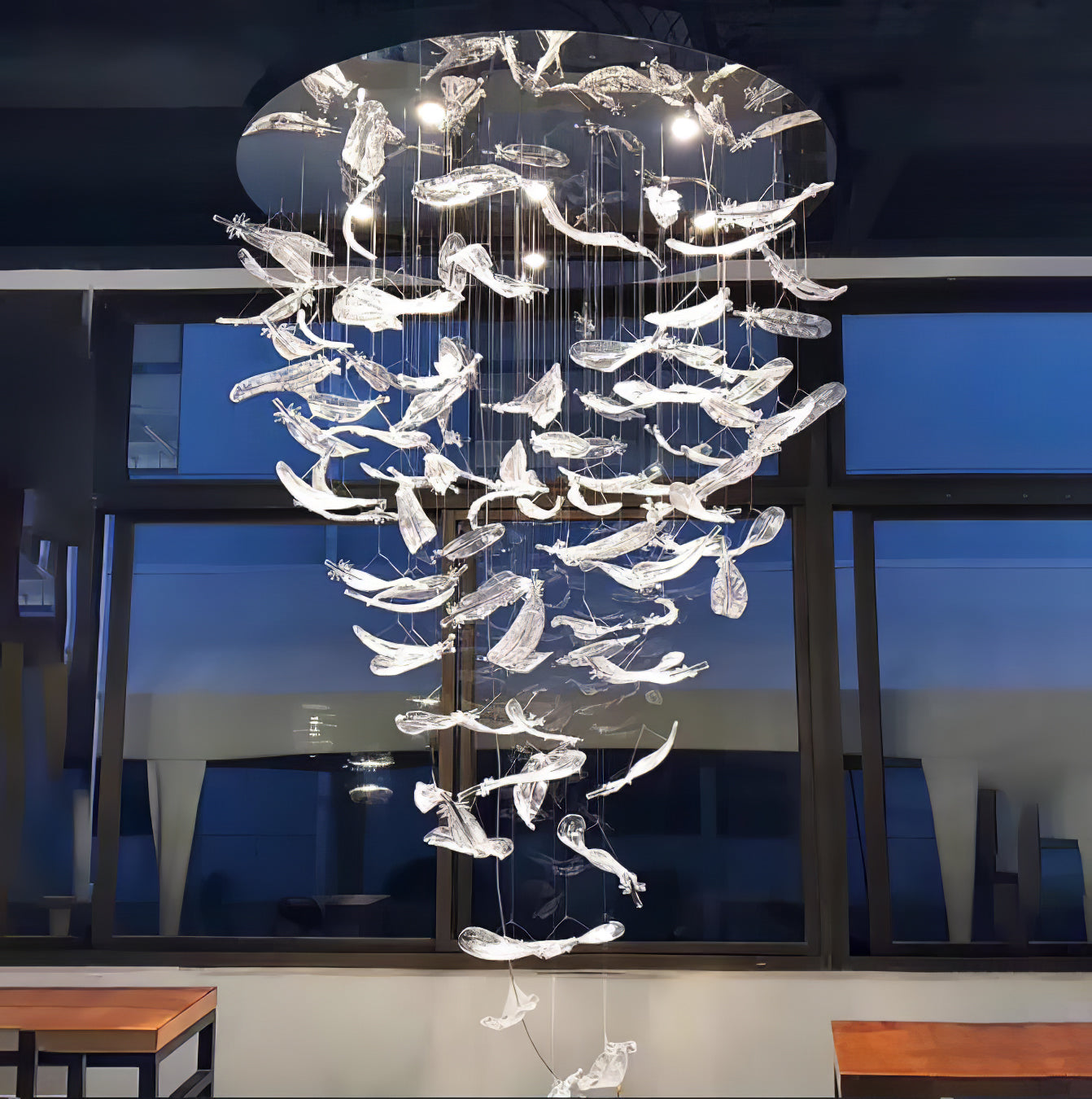 Glass Feathers Chandelier