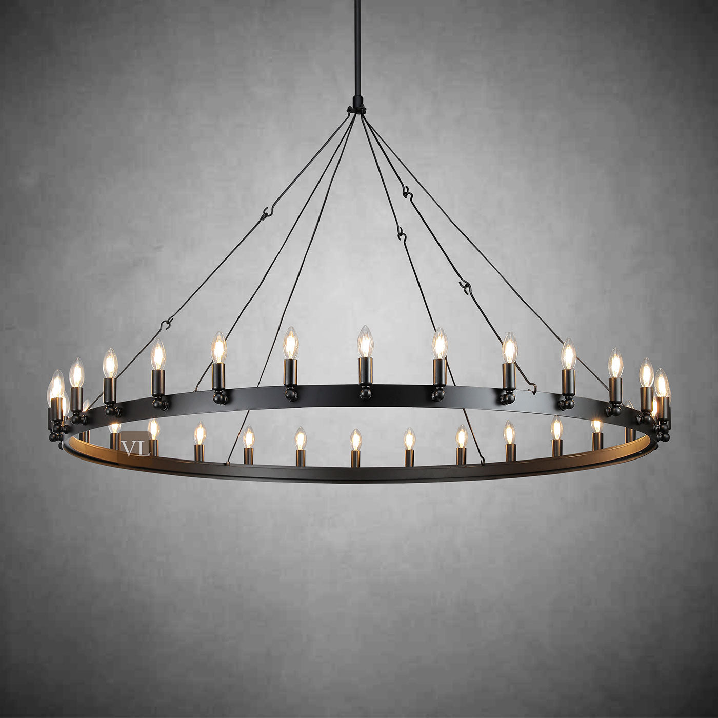 Coviro Vintage Filament Round Chandelier 26"/38"/50"/73"