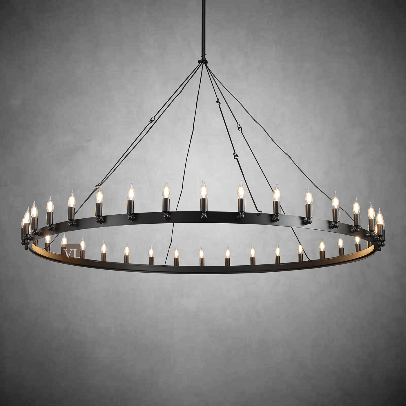 Coviro Vintage Filament Round Chandelier 26"/38"/50"/73"