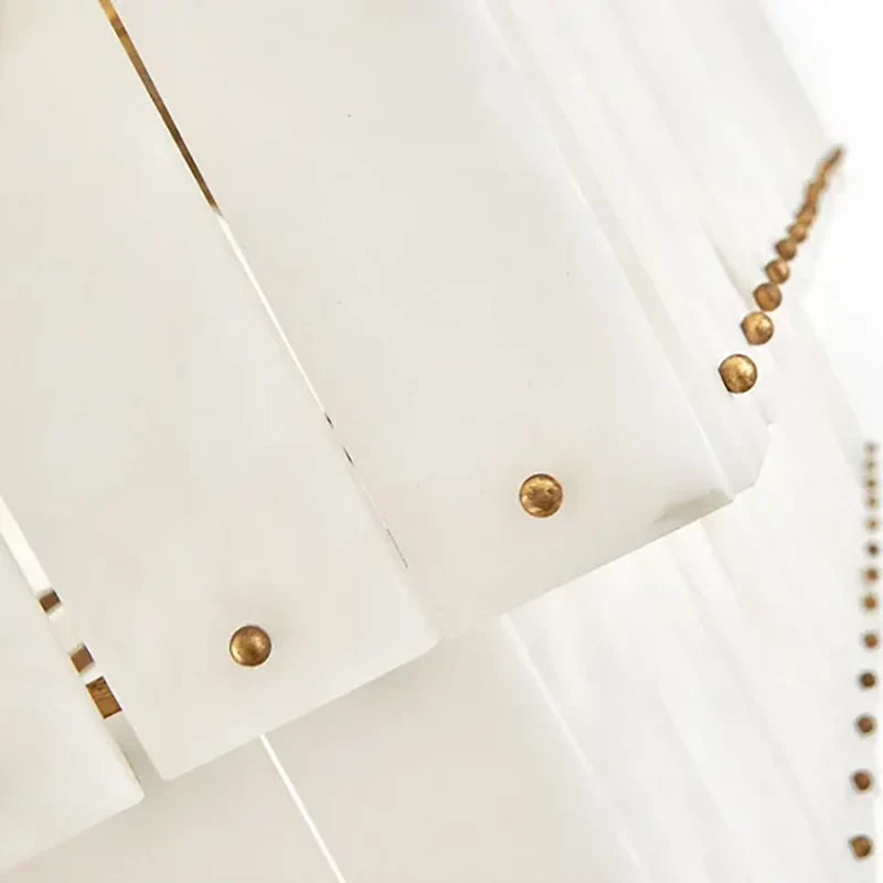 Simone Alabaster Linear Two-Tier Steel Chandelier with LED