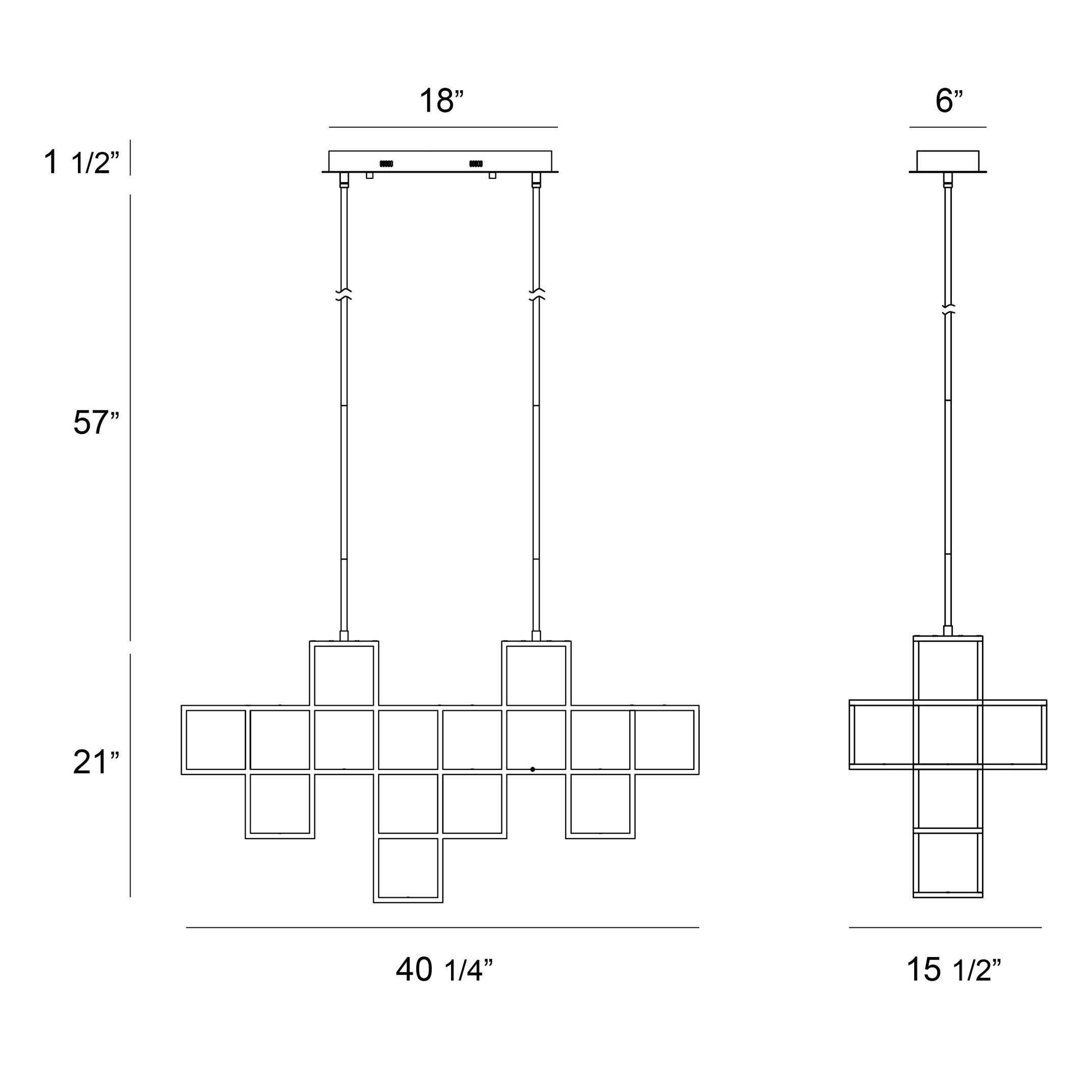 Ferro - 48W 1 LED Linear Chandelier in Contemporary Style - 15.5" W  21" H