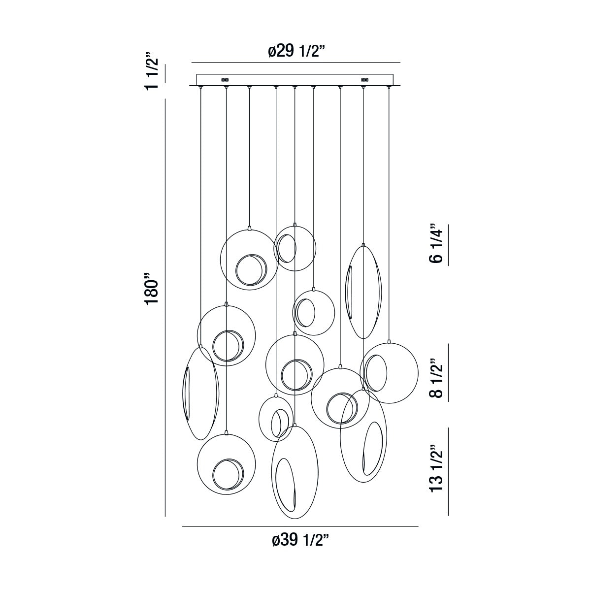 Arlington Chandelier 13 Light 40" Integrated LED Multi-Drop Pendant