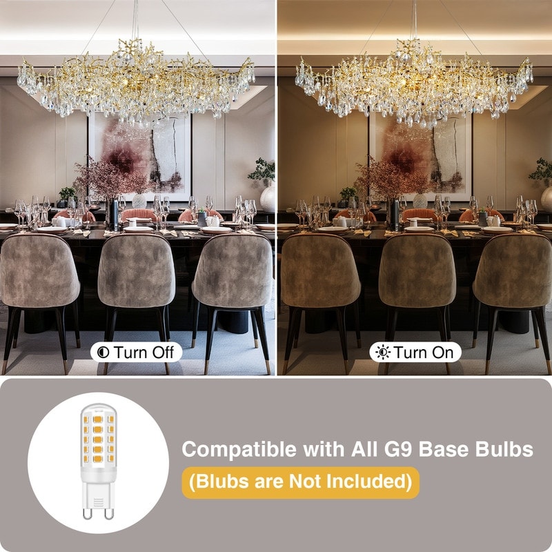 KAYLA 47.2" 14-Lights Gold Luxury Crystal Linear Chandelier
