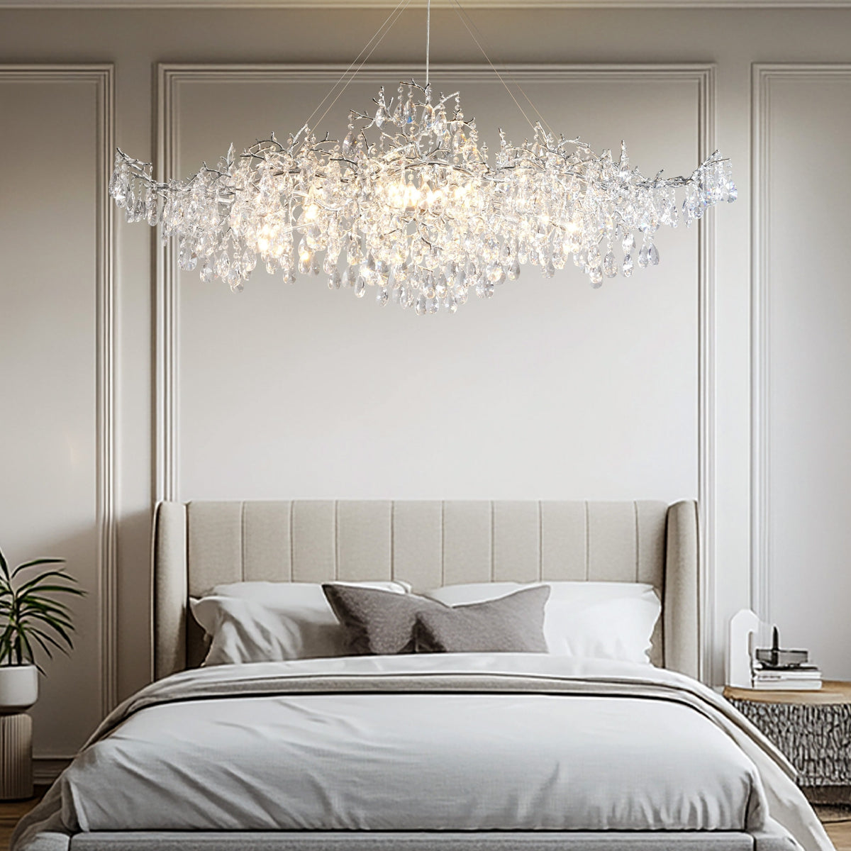 KAYLA 47.2" 14-Lights Gold Luxury Crystal Linear Chandelier