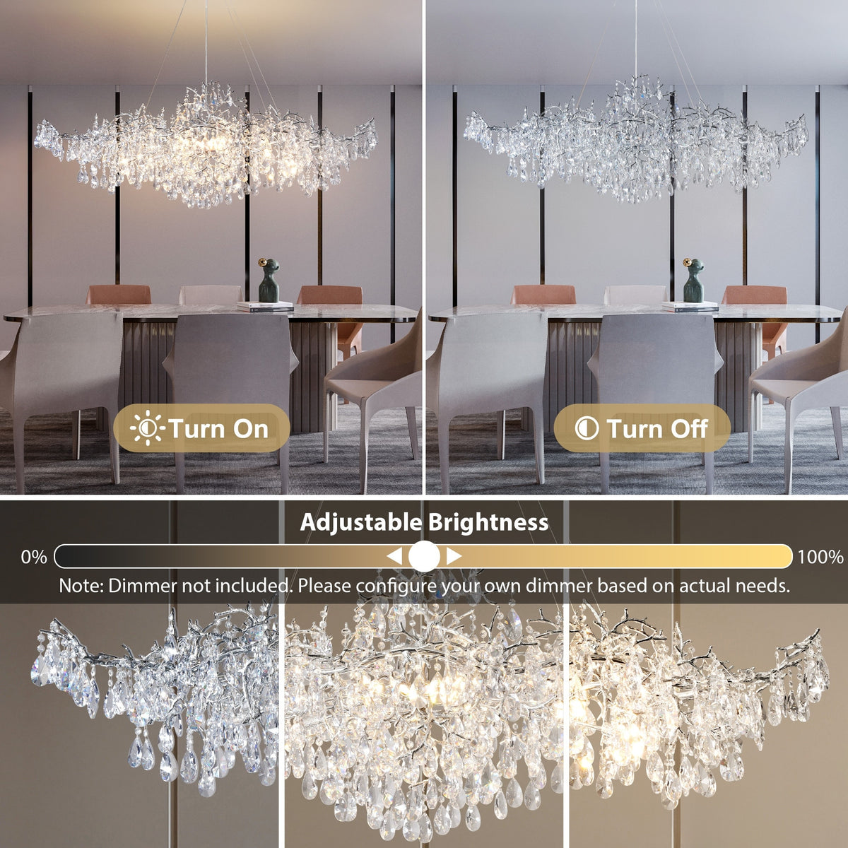 KAYLA 47.2" 14-Lights Gold Luxury Crystal Linear Chandelier