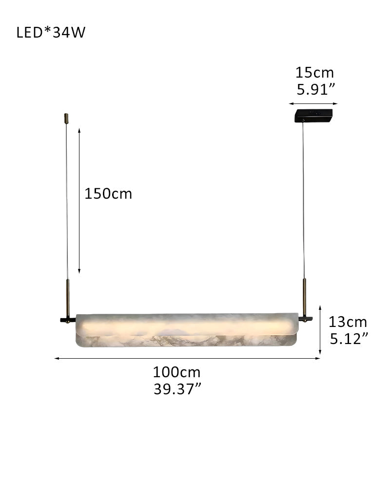 Modern Linear Black Metal Elegant Alabaster Pendant for Living room Lighting