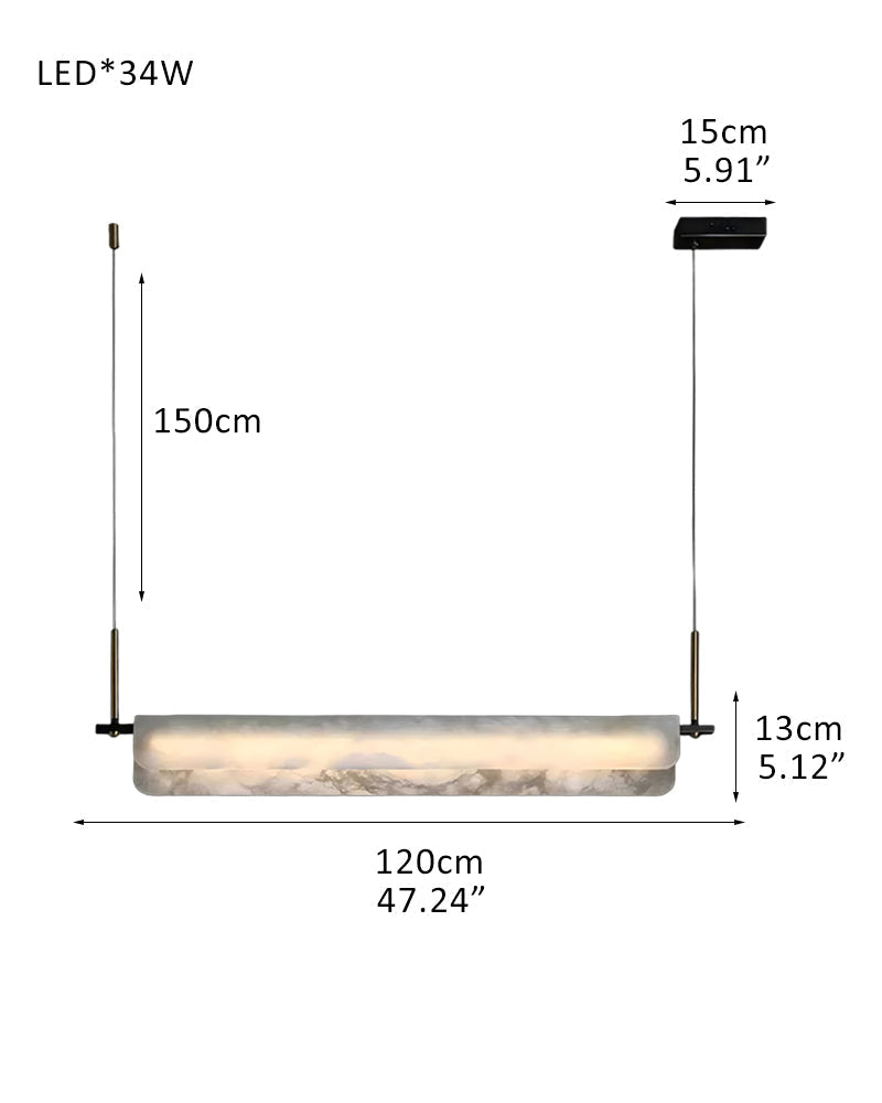 Modern Linear Black Metal Elegant Alabaster Pendant for Living room Lighting