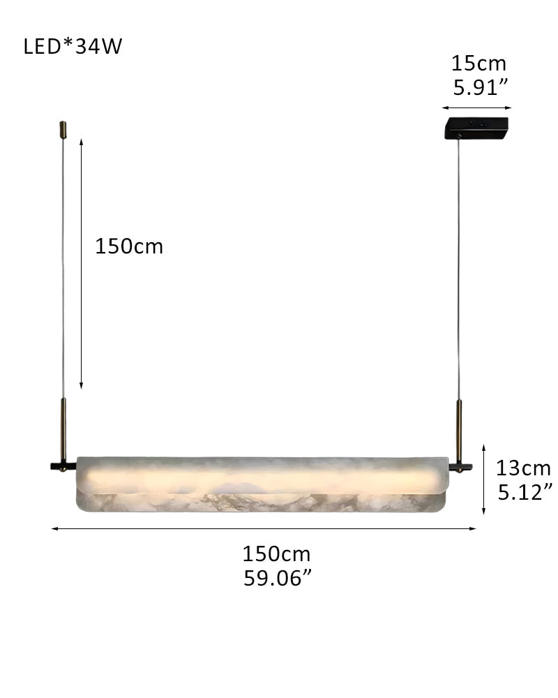 Modern Linear Black Metal Elegant Alabaster Pendant for Living room Lighting