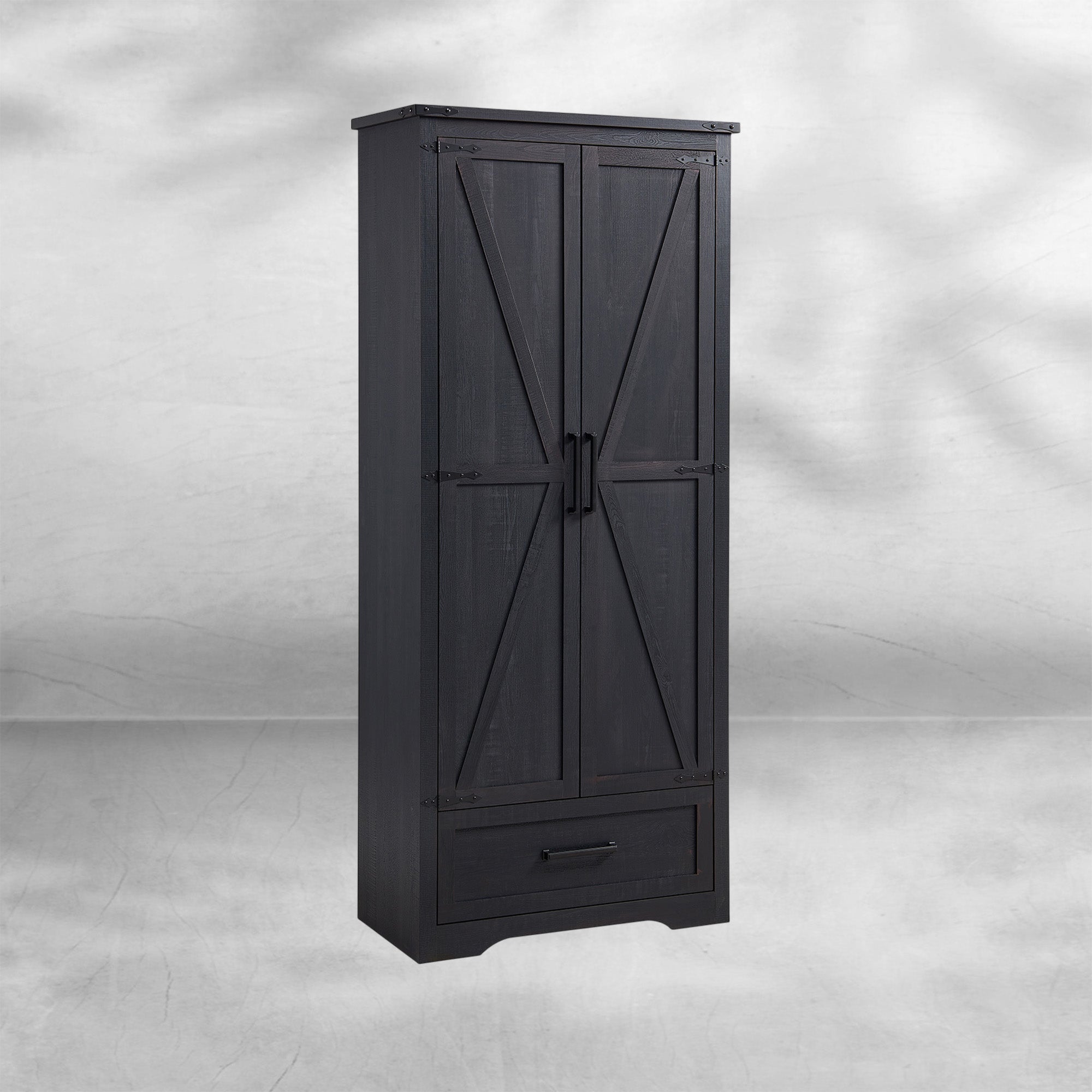72" Farmhouse Kitchen Pantry Cabinet with Adjustable Shelves and Barn Doors
