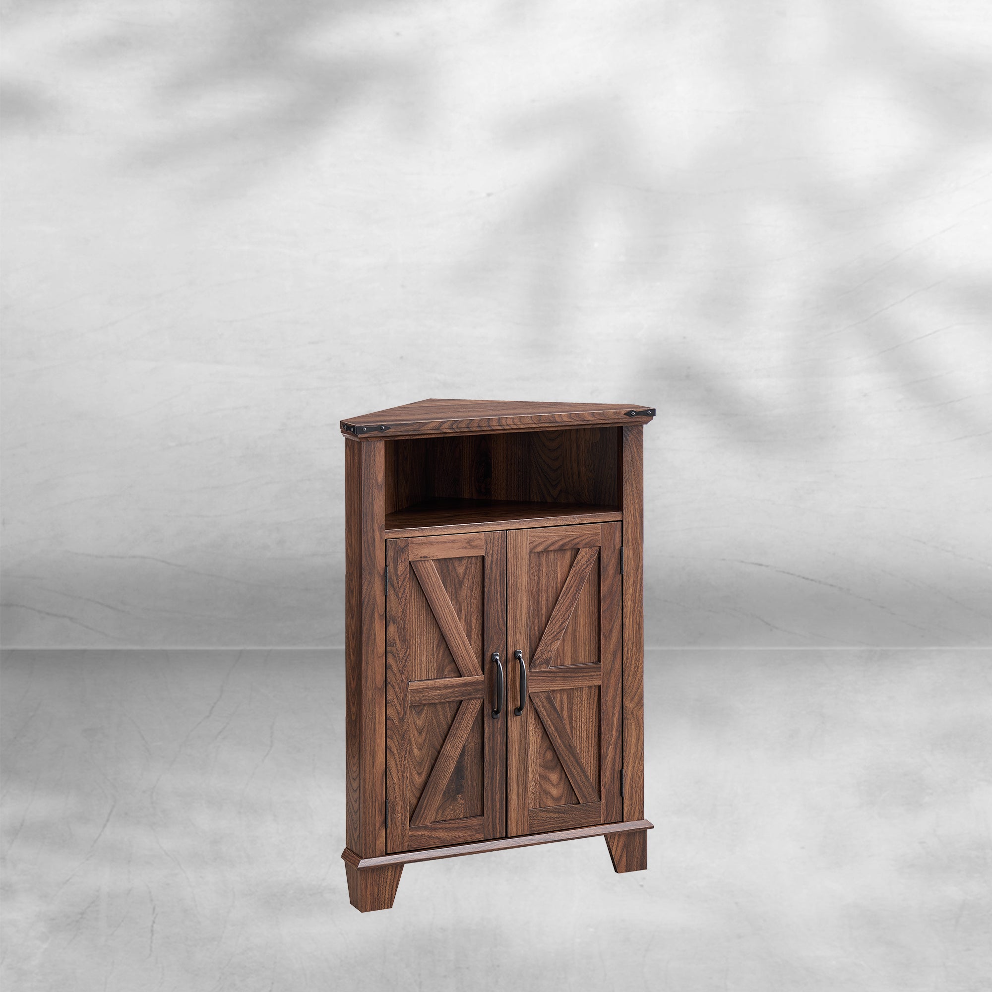 Farmhouse Corner Bathroom Cabinet with Barn Door and Adjustable Shelf 22''