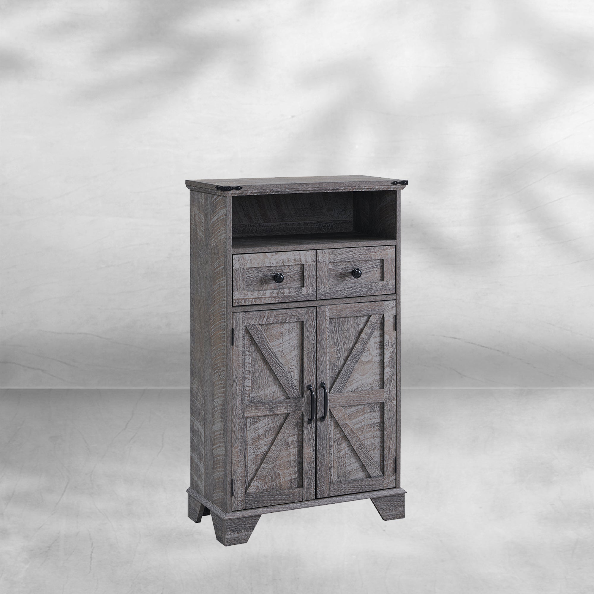 Farmhouse Bathroom Floor Cabinet with Drawer and Barn Doors