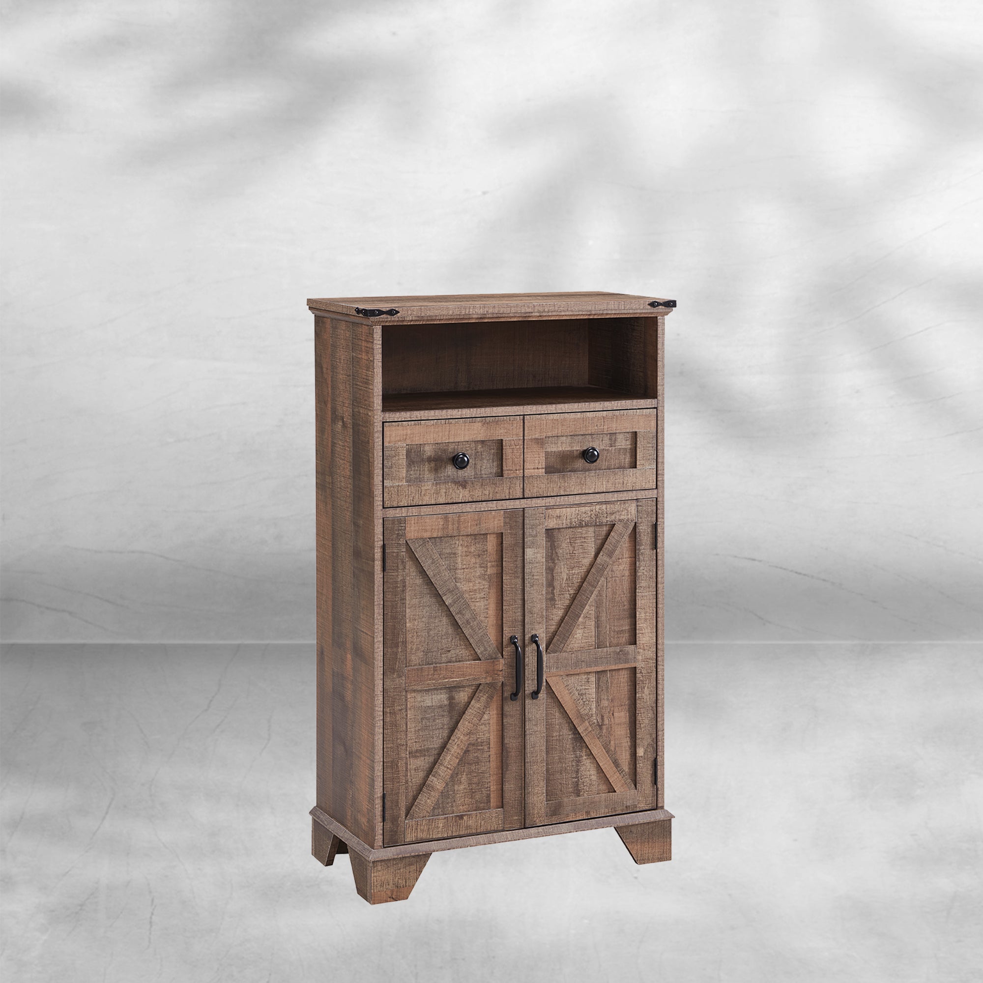 Farmhouse Bathroom Floor Cabinet with Drawer and Barn Doors