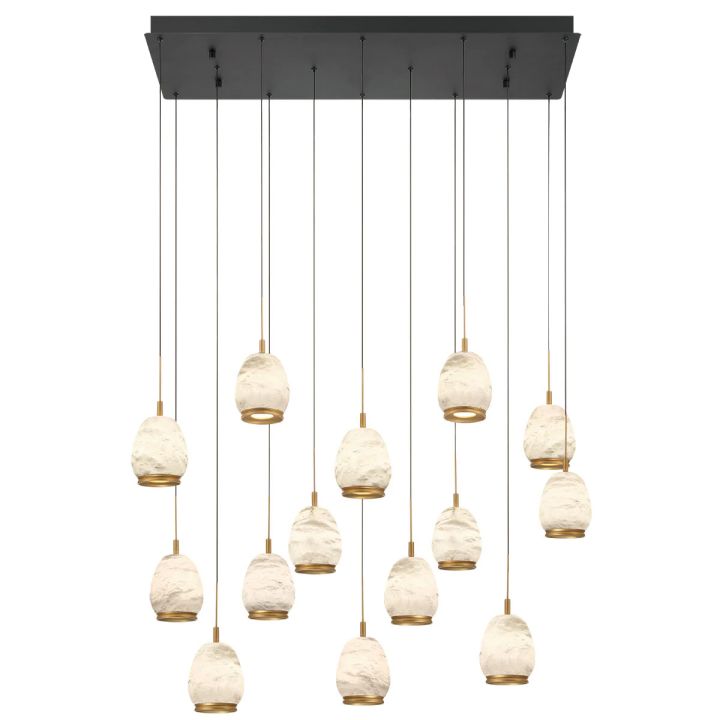 Leemy Linear LED Chandelier – 5/8/14 Light Alabaster Ovals