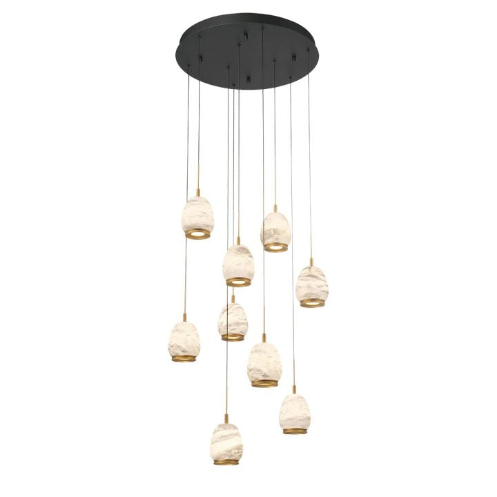 Leemy Round LED Chandelier, Antique Brass Finish, 9‑31 Lights
