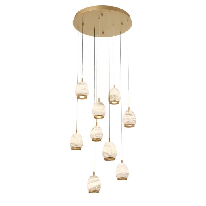 Leemy Round LED Chandelier, Antique Brass Finish, 9‑31 Lights
