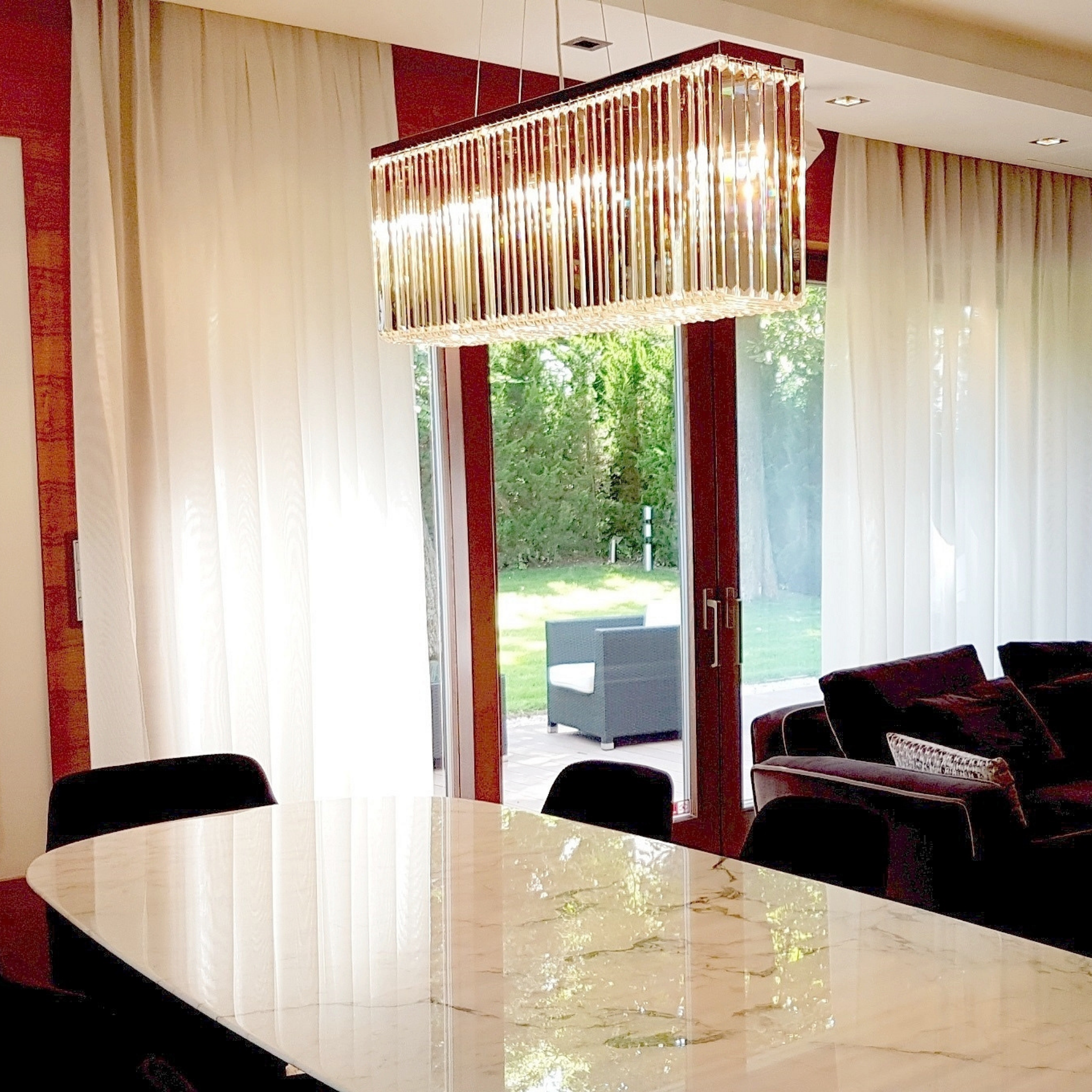 Linea Prism Long Modern Glass Chandelier - Luchiante