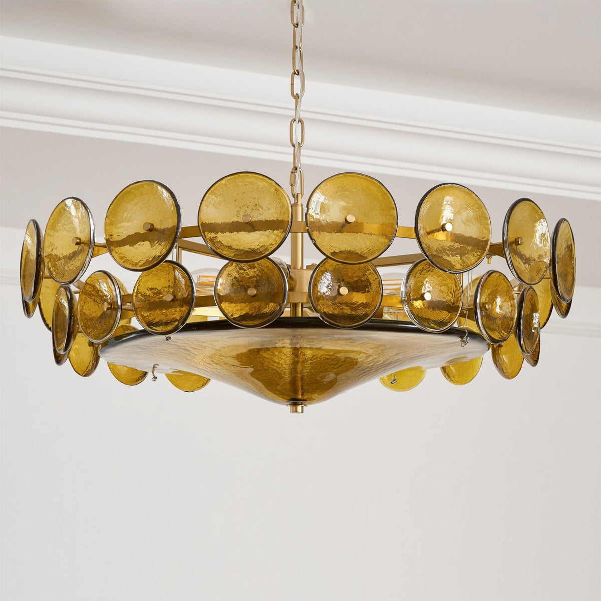 Solaris Amber Glass Disc Chandelier