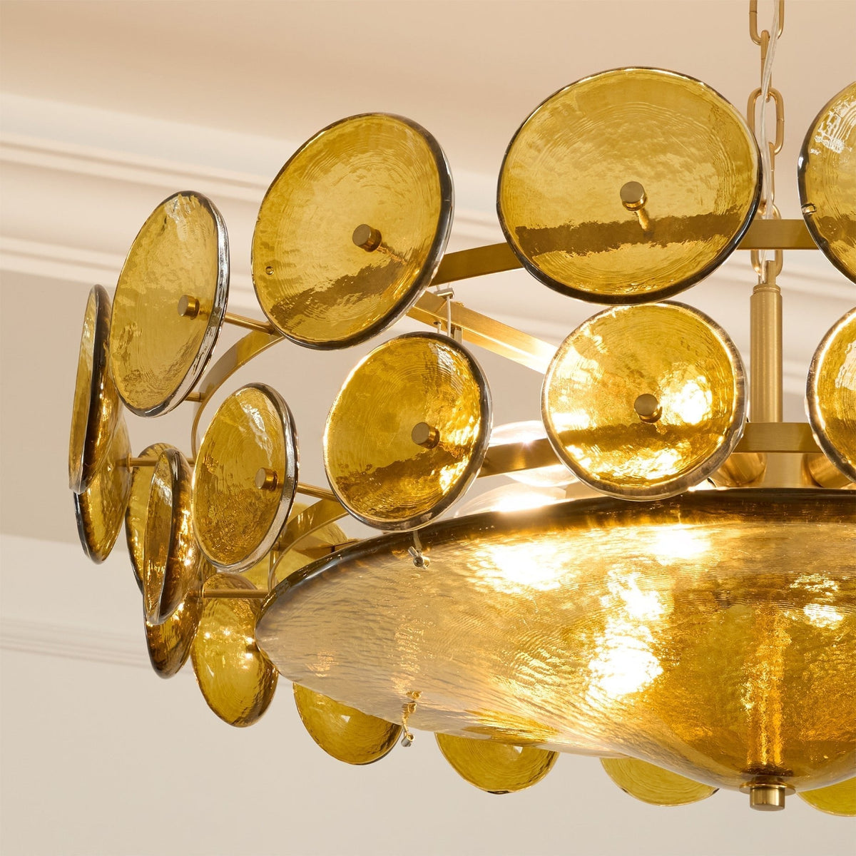 Solaris Amber Glass Disc Chandelier