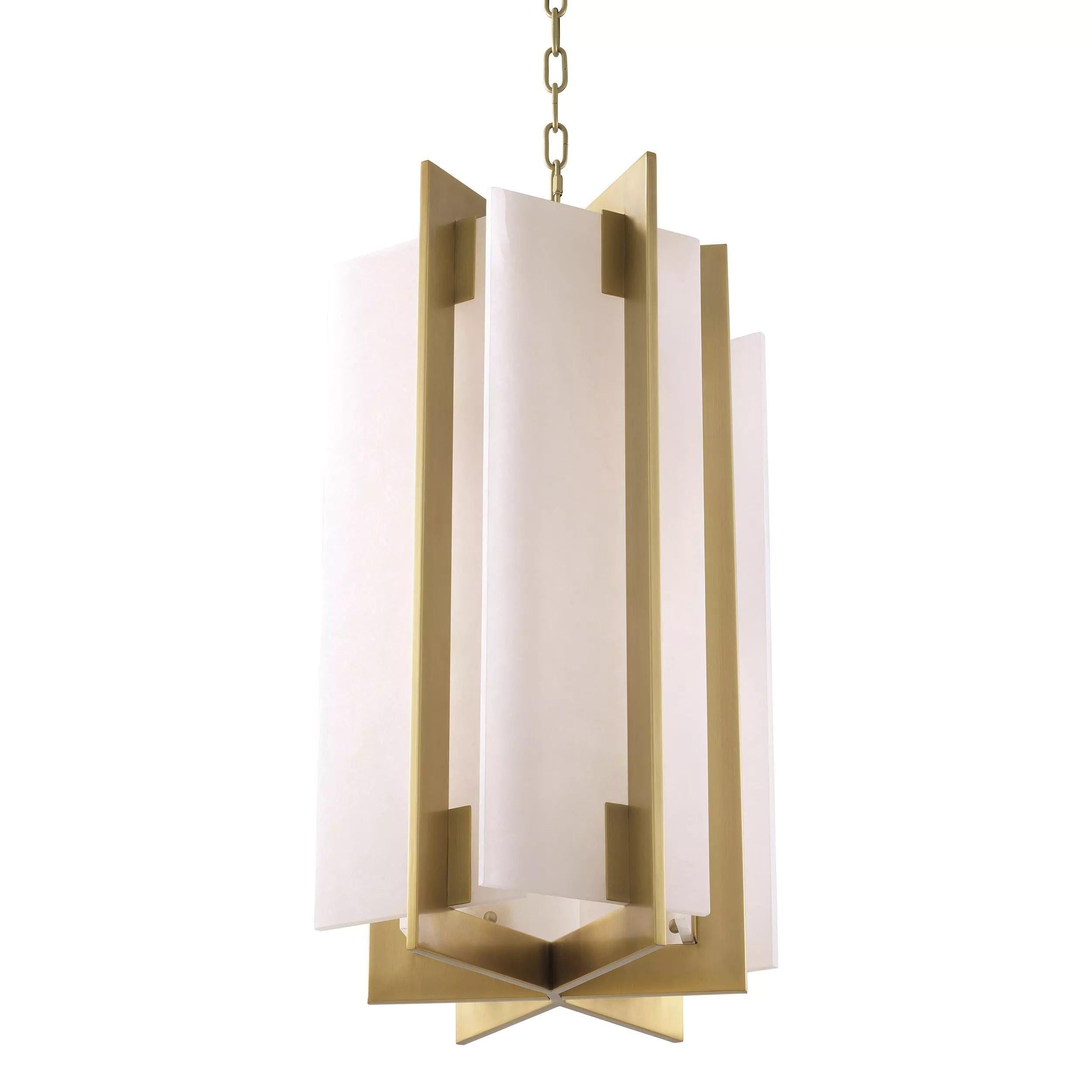 Lugano Modern Brass Alabaster Chandelier with Adjustable Chain