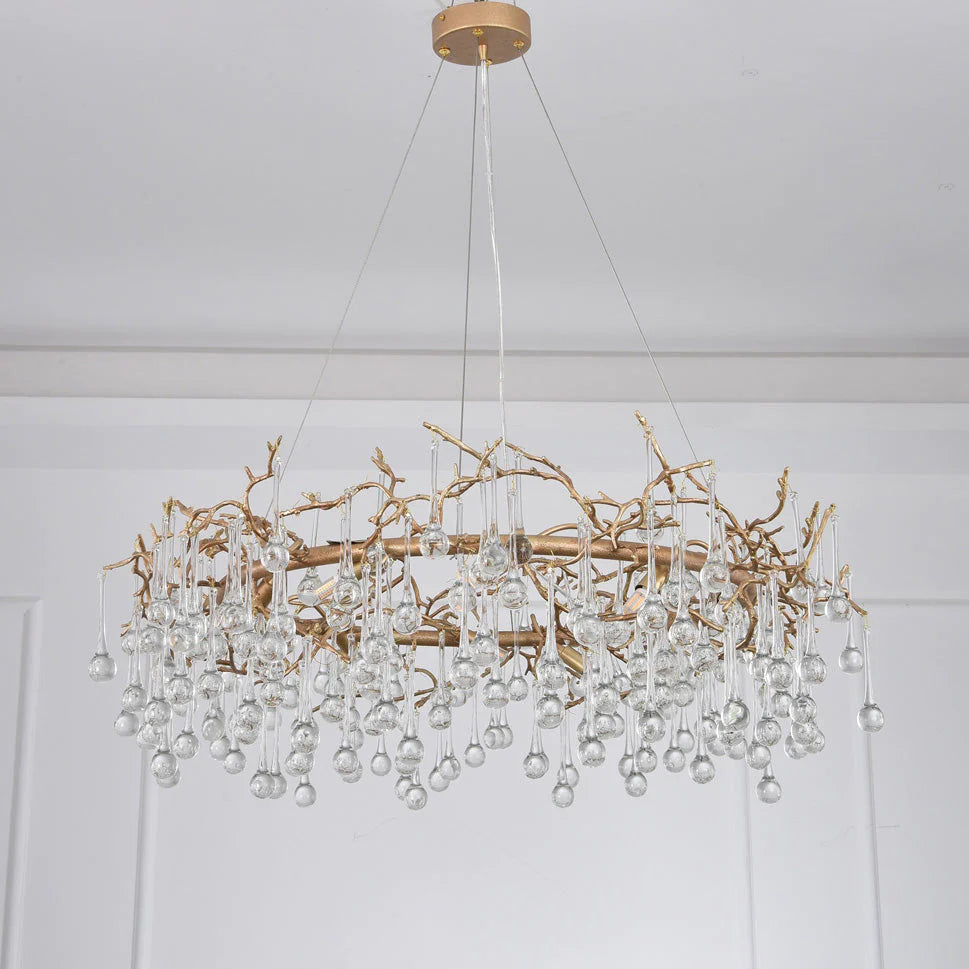 Modern Round Small Water Drop Branch Chandelier