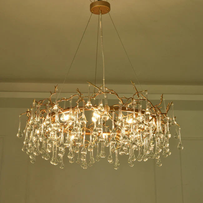 Modern Round Small Water Drop Branch Chandelier