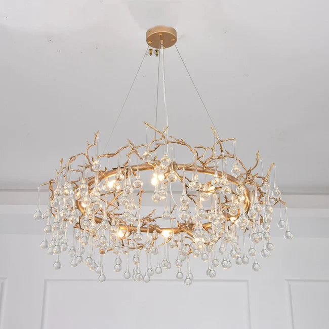 Modern Round Small Water Drop Branch Chandelier