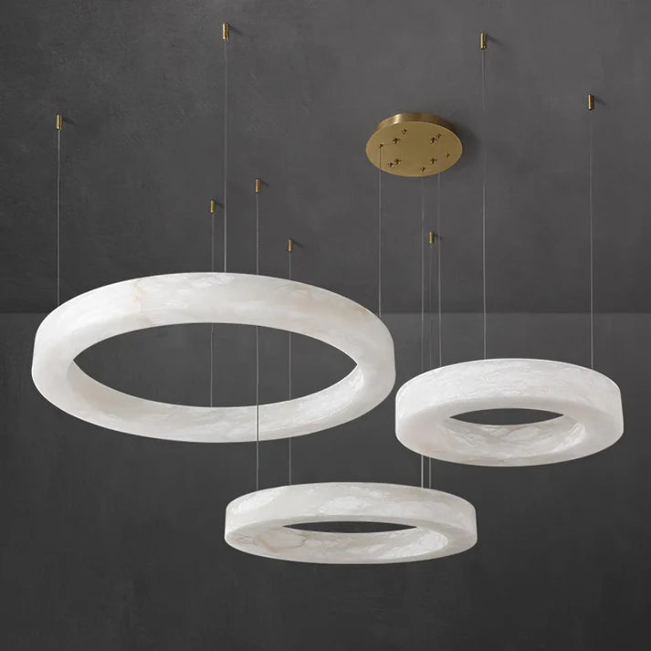 Modern Luxury Alabaster Ring Chandelier, Modern Circular Chandelier