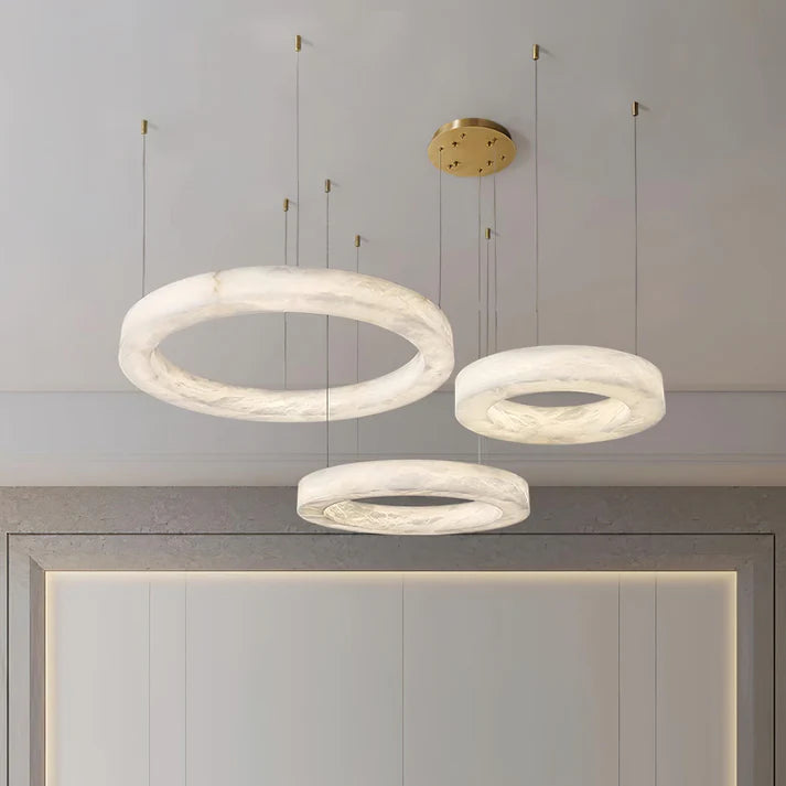 Modern Luxury Alabaster Ring Chandelier, Modern Circular Chandelier