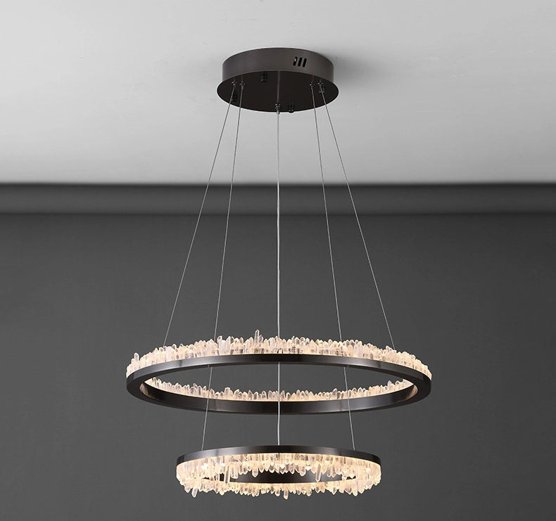 Minimalistic Crystal Quartz LED Chandelier