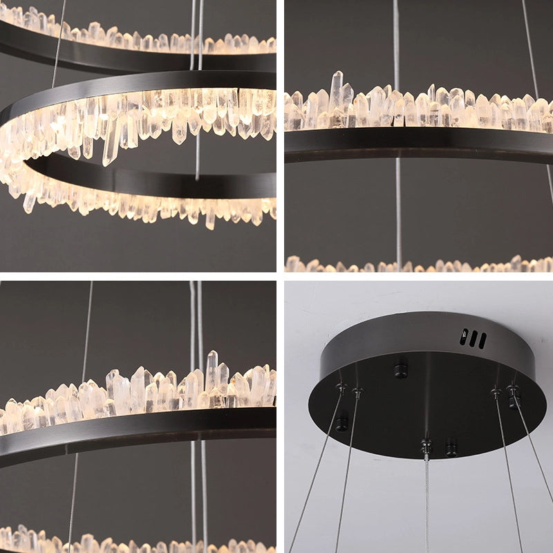 Minimalistic Crystal Quartz LED Chandelier