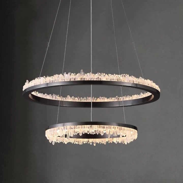 Minimalistic Crystal Quartz LED Chandelier