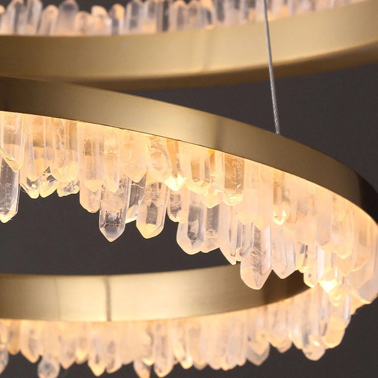 Minimalistic Crystal Quartz LED Chandelier