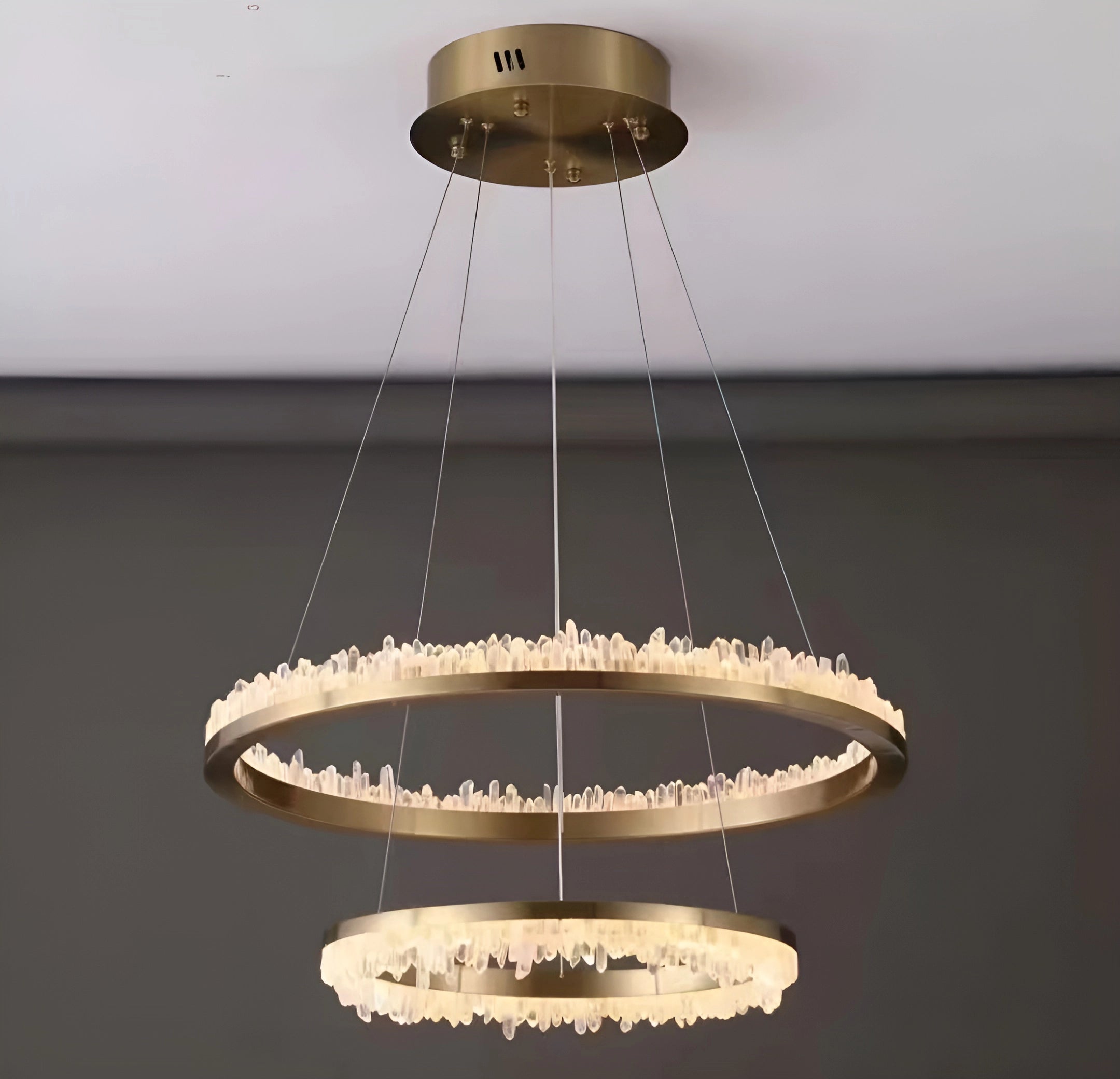 Minimalistic Crystal Quartz LED Chandelier