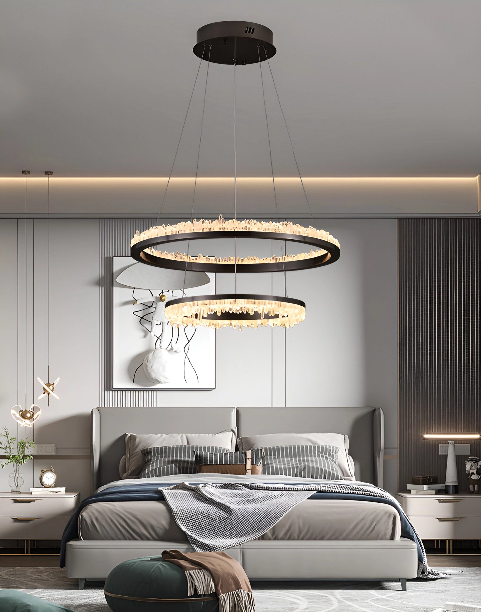 Minimalistic Crystal Quartz LED Chandelier