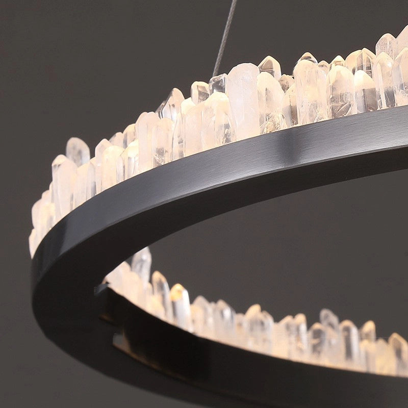 Minimalistic Crystal Quartz LED Chandelier