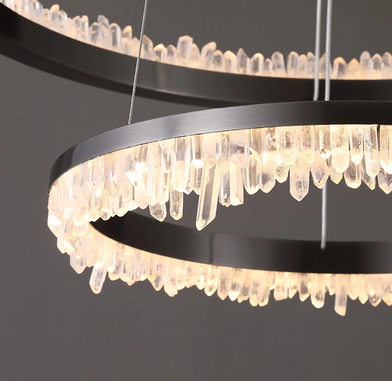 Minimalistic Crystal Quartz LED Chandelier