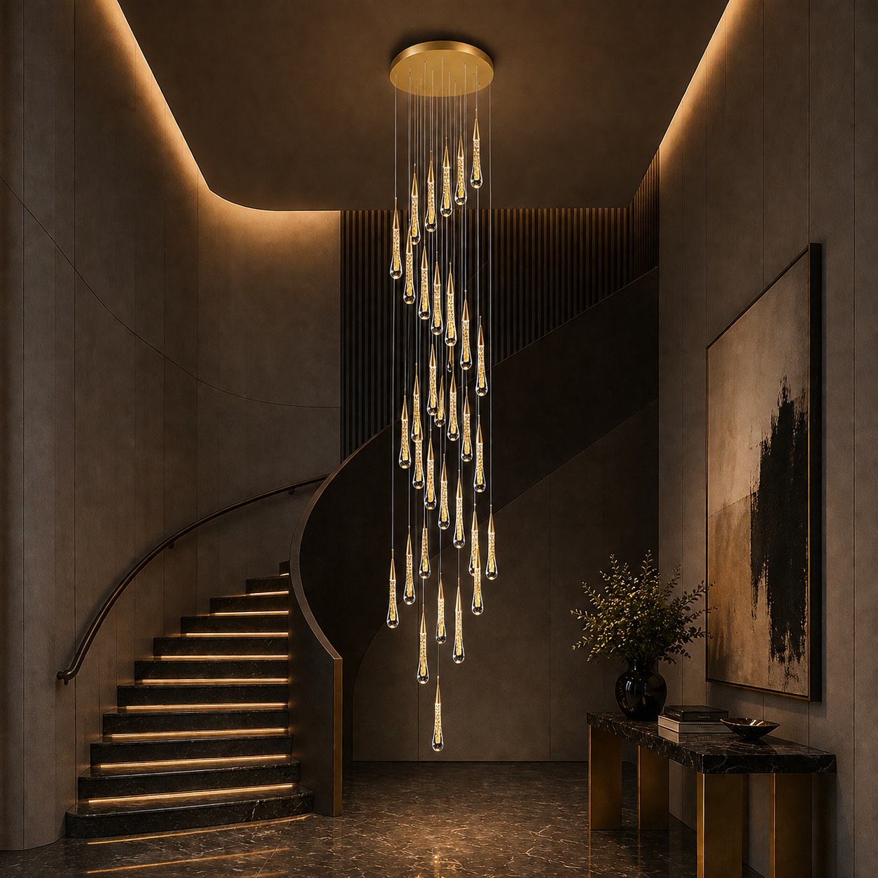 Modern Gold Chandelier Pendant Light Hanging Aluminum LED Fixture for Dining Room Illumination 10