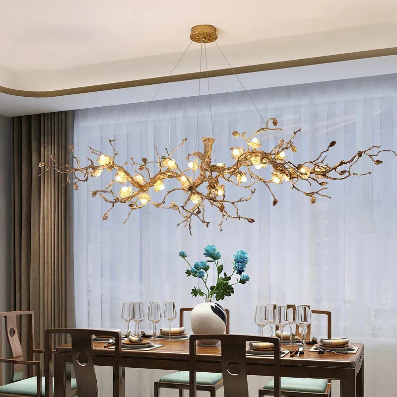Mona Copper Branch Glass Flower Chandelier