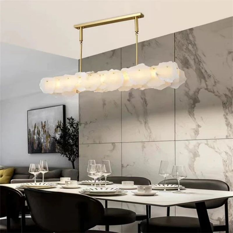 Alabaster Flakes Linear Chandelier -Rod