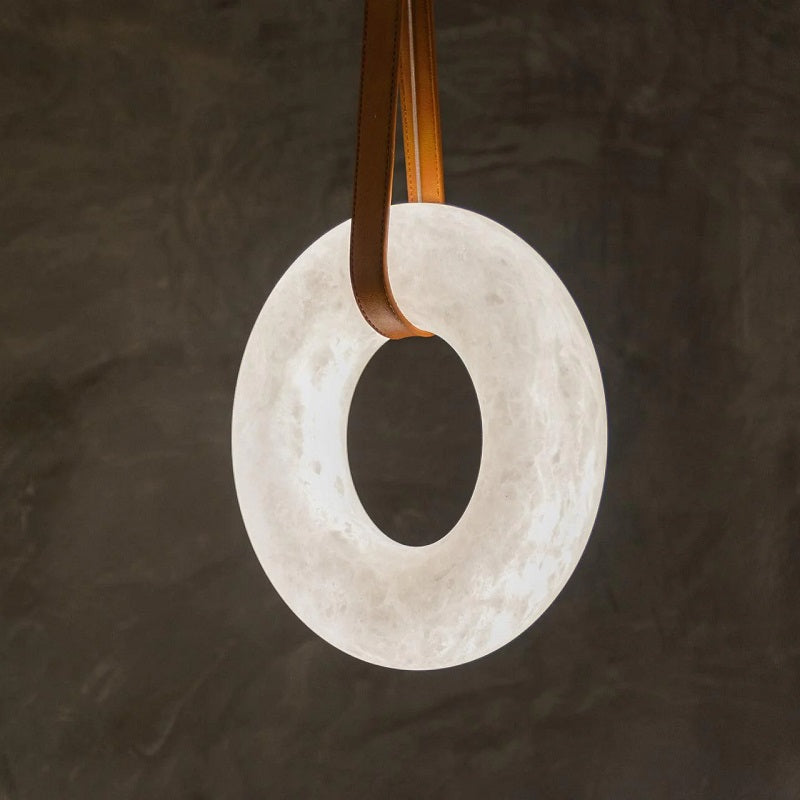 Ogden Pendant Alabaster Chandelier, Halo Ring Modern Chandelier