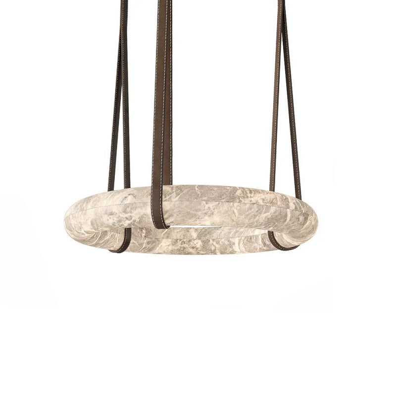 Ogden Pendant Alabaster Chandelier, Halo Ring Modern Chandelier