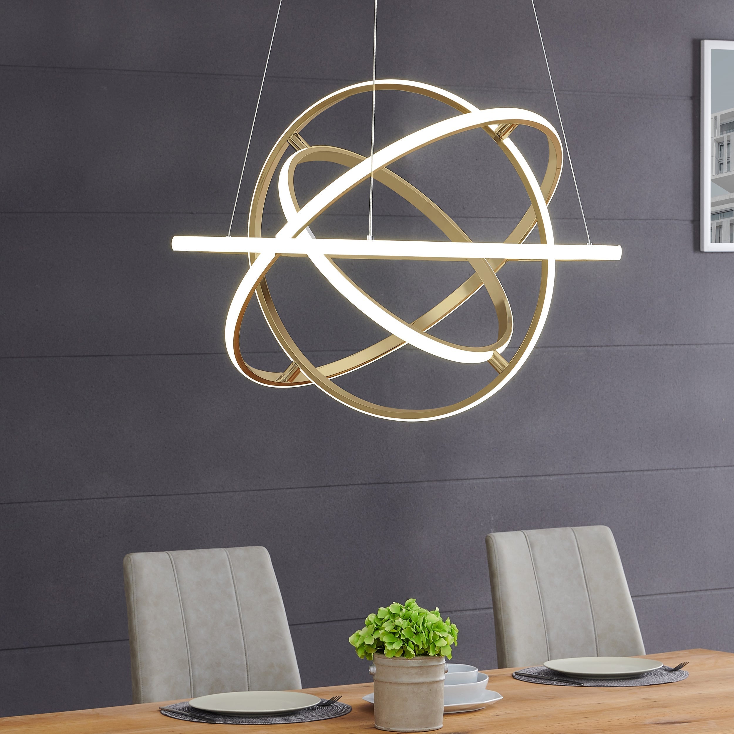 Oxford LED Adjustable Chandelier // Sandy Gold