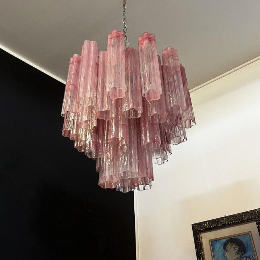 Pink Murano Glass Tronchi Chandelier