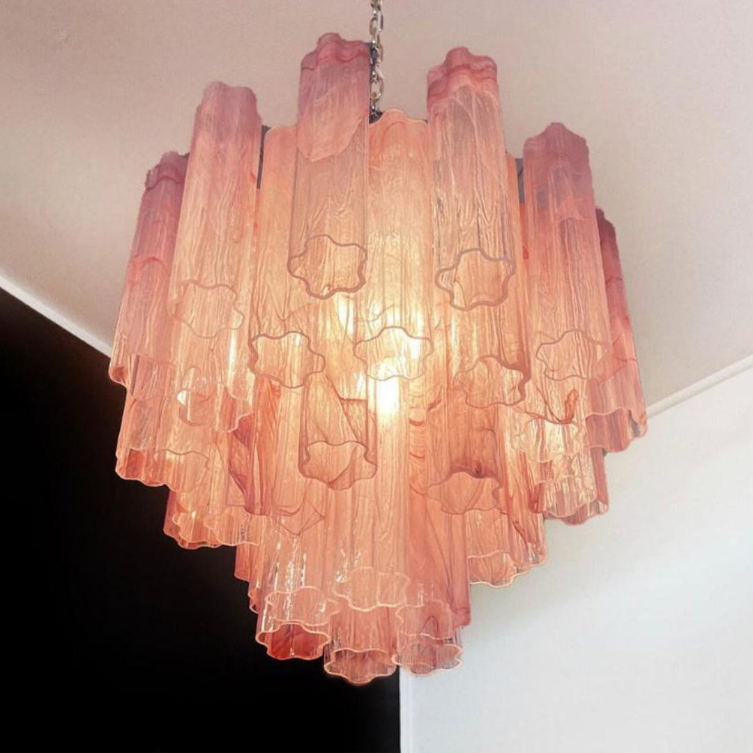 Pink Murano Glass Tronchi Chandelier